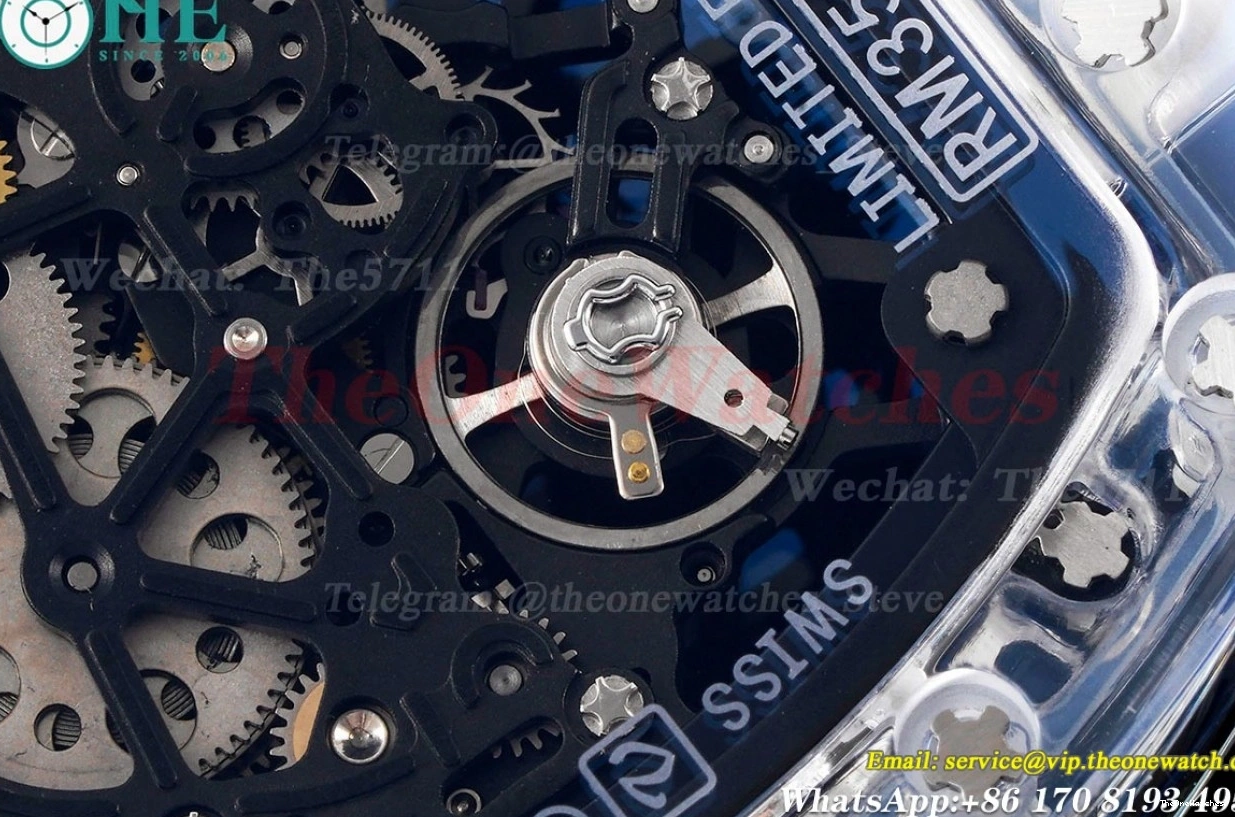 White Blue Rubber With Clone Strap Dial Transparent Skeleton RMSF RM35-01 RMUL2 0127